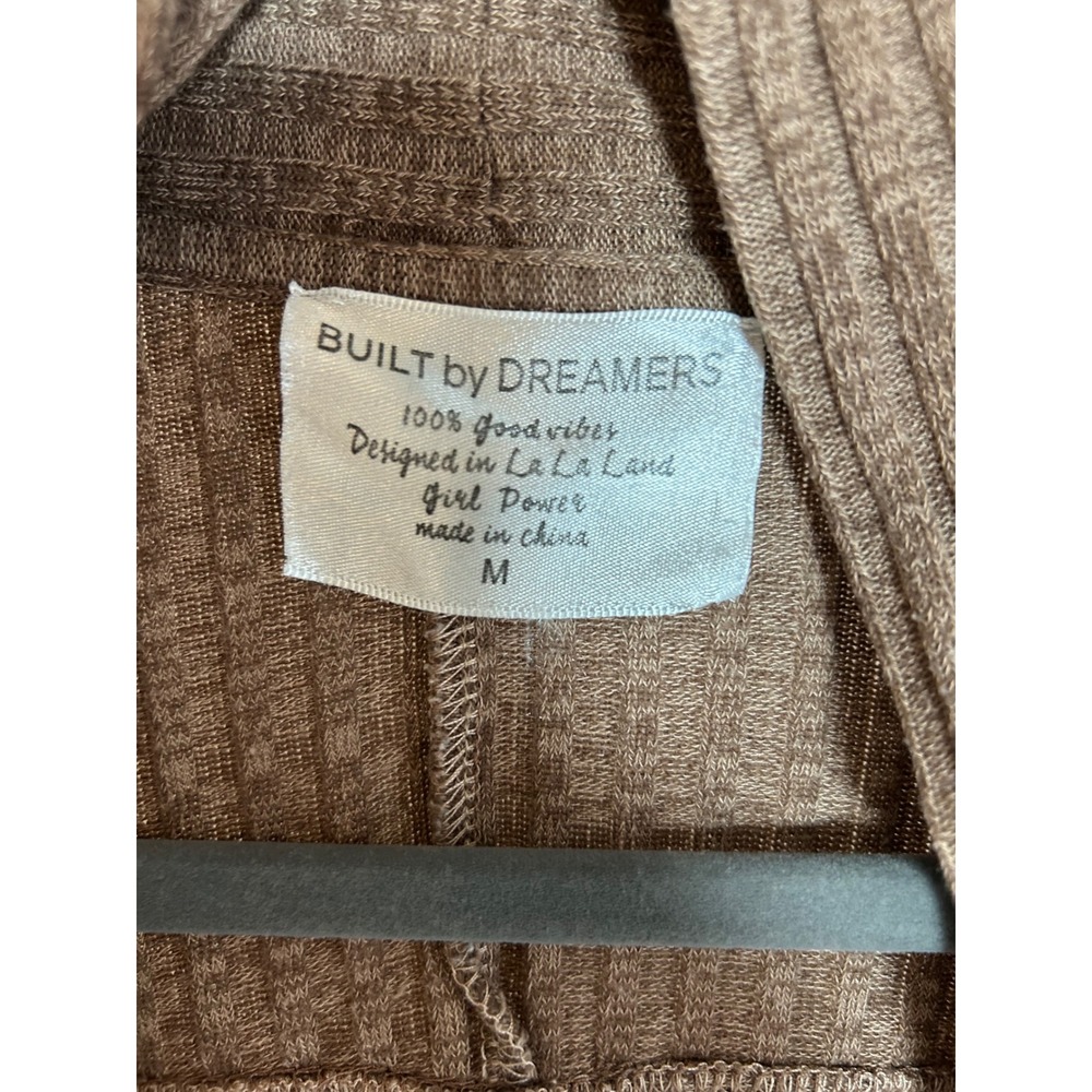 BUILT by DREAMERS Brown Textured Cardigan Duster Open Front Button Side Women M - Picture 3 of 6